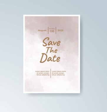 Soyut suluboya arkaplan içeren düğün davetiyesi