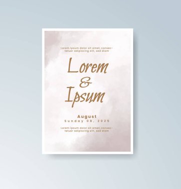 Soyut suluboya arkaplan içeren düğün davetiyesi