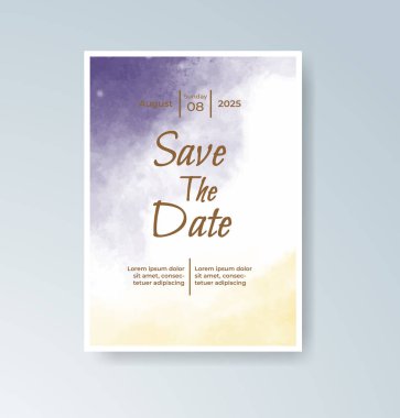 Soyut suluboya arkaplan içeren düğün davetiyesi