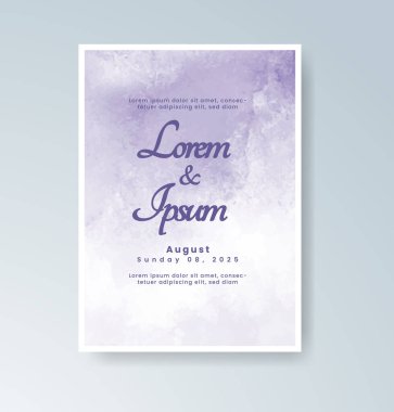 Soyut suluboya arkaplan içeren düğün davetiyesi