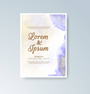 Soyut suluboya arkaplan içeren düğün davetiyesi