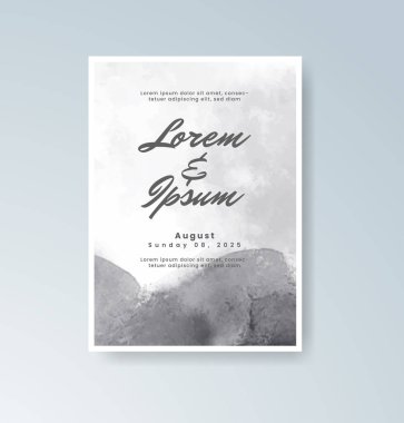 Soyut suluboya arkaplan içeren düğün davetiyesi