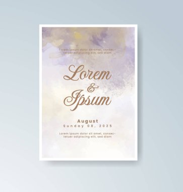 Soyut suluboya arkaplan içeren düğün davetiyesi