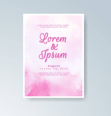 Soyut suluboya arkaplan içeren düğün davetiyesi