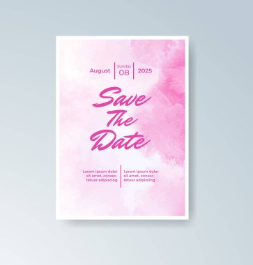 Soyut suluboya arkaplan içeren düğün davetiyesi