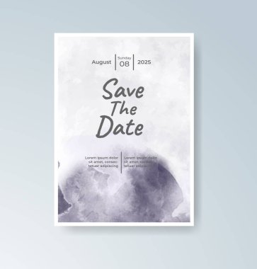 Soyut suluboya arkaplan içeren düğün davetiyesi