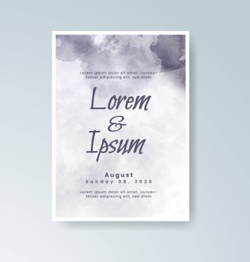 Soyut suluboya arkaplan içeren düğün davetiyesi