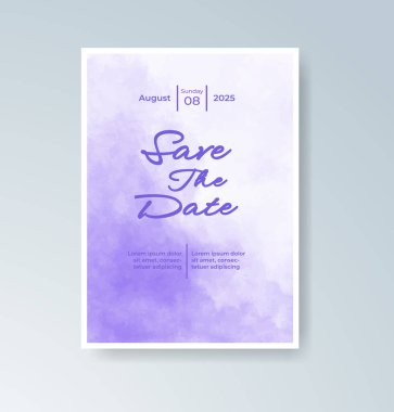 Soyut suluboya arkaplan içeren düğün davetiyesi