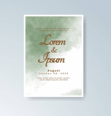 Soyut suluboya arkaplan içeren düğün davetiyesi