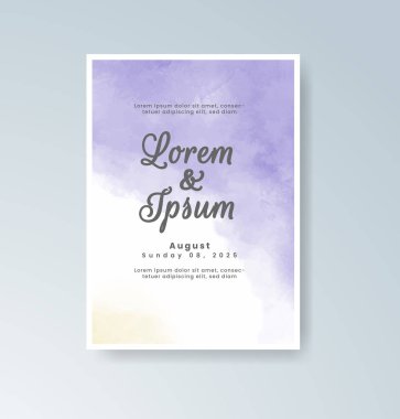 Soyut suluboya arkaplan içeren düğün davetiyesi
