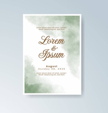 Soyut suluboya arkaplan içeren düğün davetiyesi