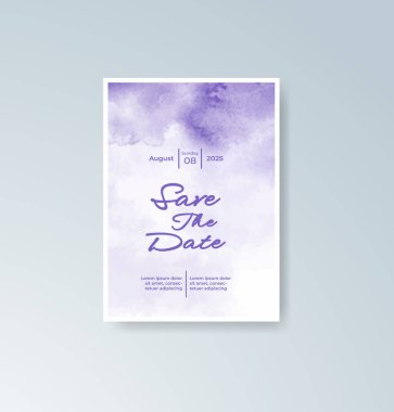 Soyut suluboya arkaplan içeren düğün davetiyesi