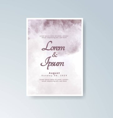 Soyut suluboya arkaplan içeren düğün davetiyesi