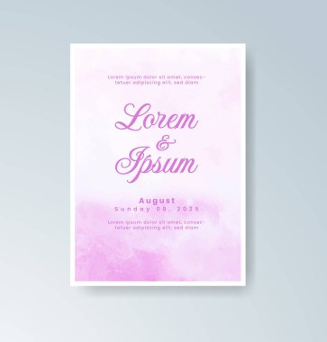 Soyut suluboya arkaplan içeren düğün davetiyesi