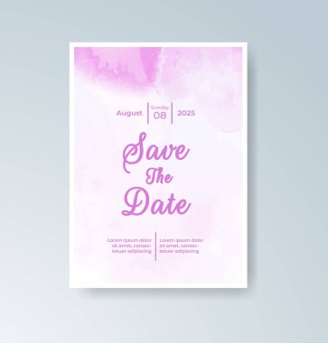 Soyut suluboya arkaplan içeren düğün davetiyesi