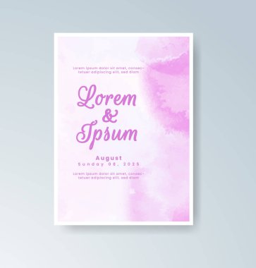 Soyut suluboya arkaplan içeren düğün davetiyesi