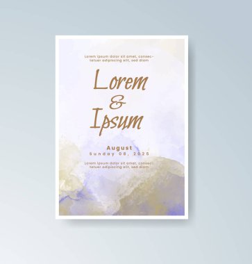 Soyut suluboya arkaplan içeren düğün davetiyesi