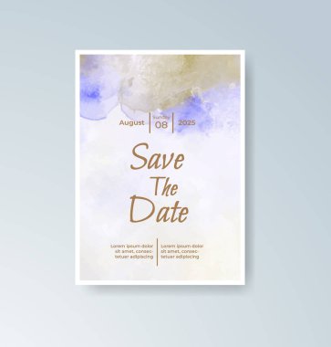 Soyut suluboya arkaplan içeren düğün davetiyesi