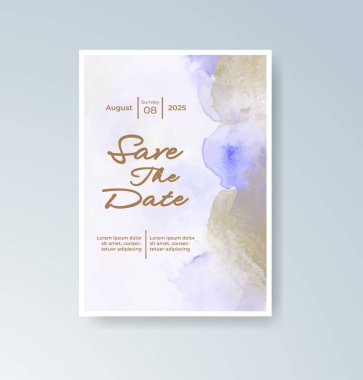 Soyut suluboya arkaplan içeren düğün davetiyesi