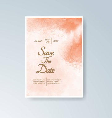 Soyut suluboya arkaplan içeren düğün davetiyesi