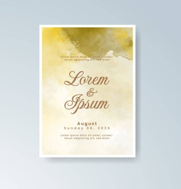Soyut suluboya arkaplan içeren düğün davetiyesi