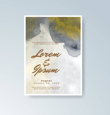 Soyut suluboya arkaplan içeren düğün davetiyesi