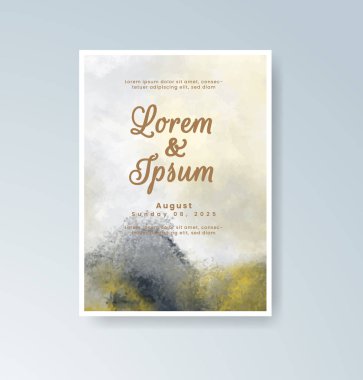 Soyut suluboya arkaplan içeren düğün davetiyesi