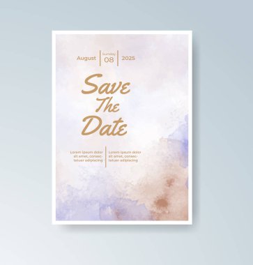 Soyut suluboya arkaplan içeren düğün davetiyesi