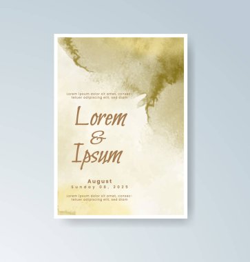 Soyut suluboya arkaplan içeren düğün davetiyesi