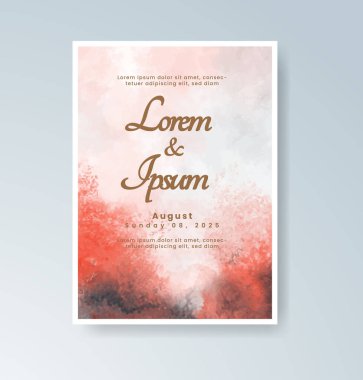 Soyut suluboya arkaplan içeren düğün davetiyesi