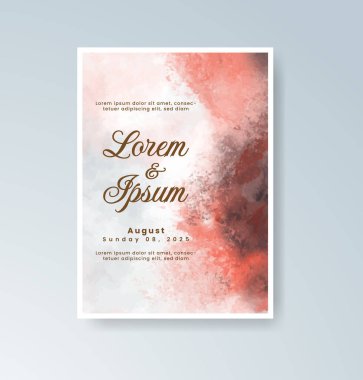 Soyut suluboya arkaplan içeren düğün davetiyesi