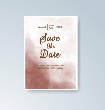 Soyut suluboya arkaplan içeren düğün davetiyesi