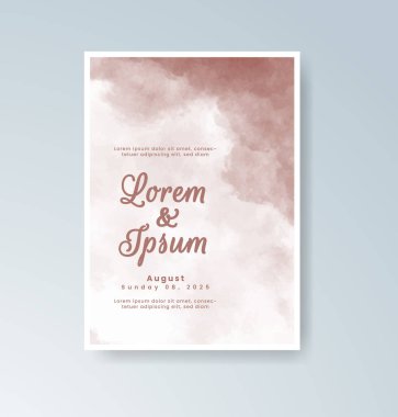 Soyut suluboya arkaplan içeren düğün davetiyesi