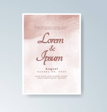 Soyut suluboya arkaplan içeren düğün davetiyesi