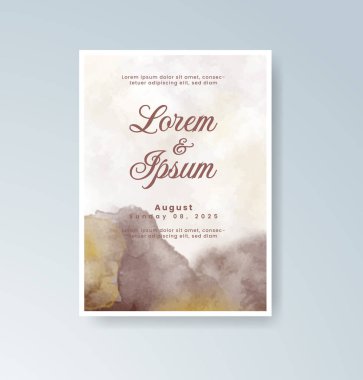 Soyut suluboya arkaplan içeren düğün davetiyesi