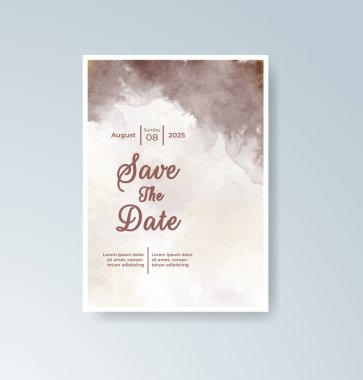 Soyut suluboya arkaplan içeren düğün davetiyesi