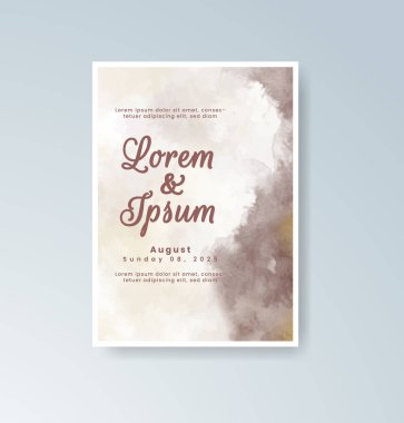 Soyut suluboya arkaplan içeren düğün davetiyesi