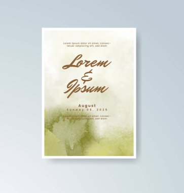 Soyut suluboya arkaplan içeren düğün davetiyesi