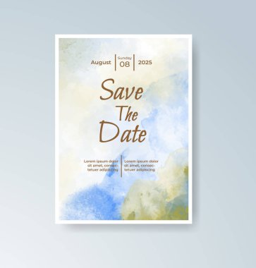 Soyut suluboya arkaplan içeren düğün davetiyesi