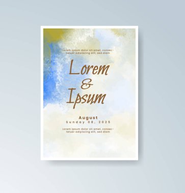 Soyut suluboya arkaplan içeren düğün davetiyesi