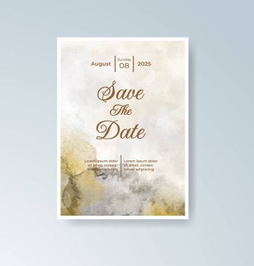 Soyut suluboya arkaplan içeren düğün davetiyesi