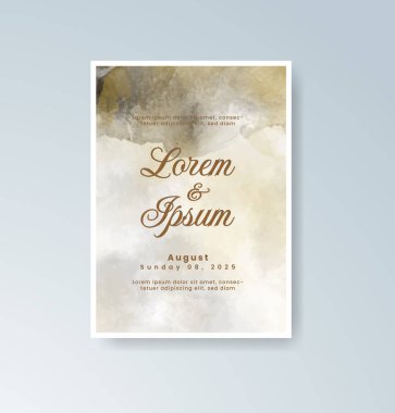 Soyut suluboya arkaplan içeren düğün davetiyesi