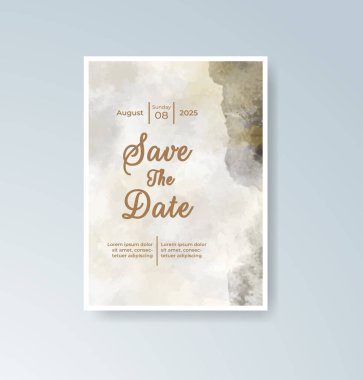 Soyut suluboya arkaplan içeren düğün davetiyesi