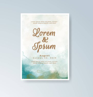 Soyut suluboya arkaplan içeren düğün davetiyesi