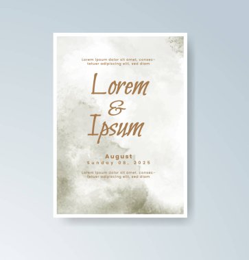 Soyut suluboya arkaplan içeren düğün davetiyesi