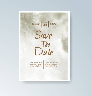 Soyut suluboya arkaplan içeren düğün davetiyesi