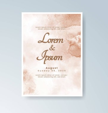 Soyut suluboya arkaplan içeren düğün davetiyesi