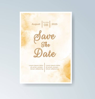 Soyut suluboya arkaplan içeren düğün davetiyesi