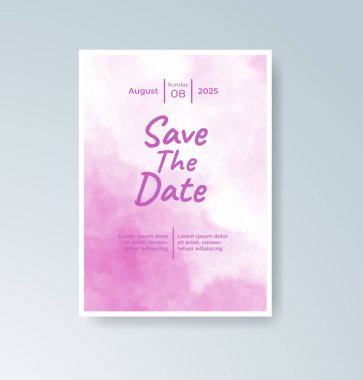 Soyut suluboya arkaplan içeren düğün davetiyesi