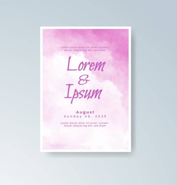 Soyut suluboya arkaplan içeren düğün davetiyesi